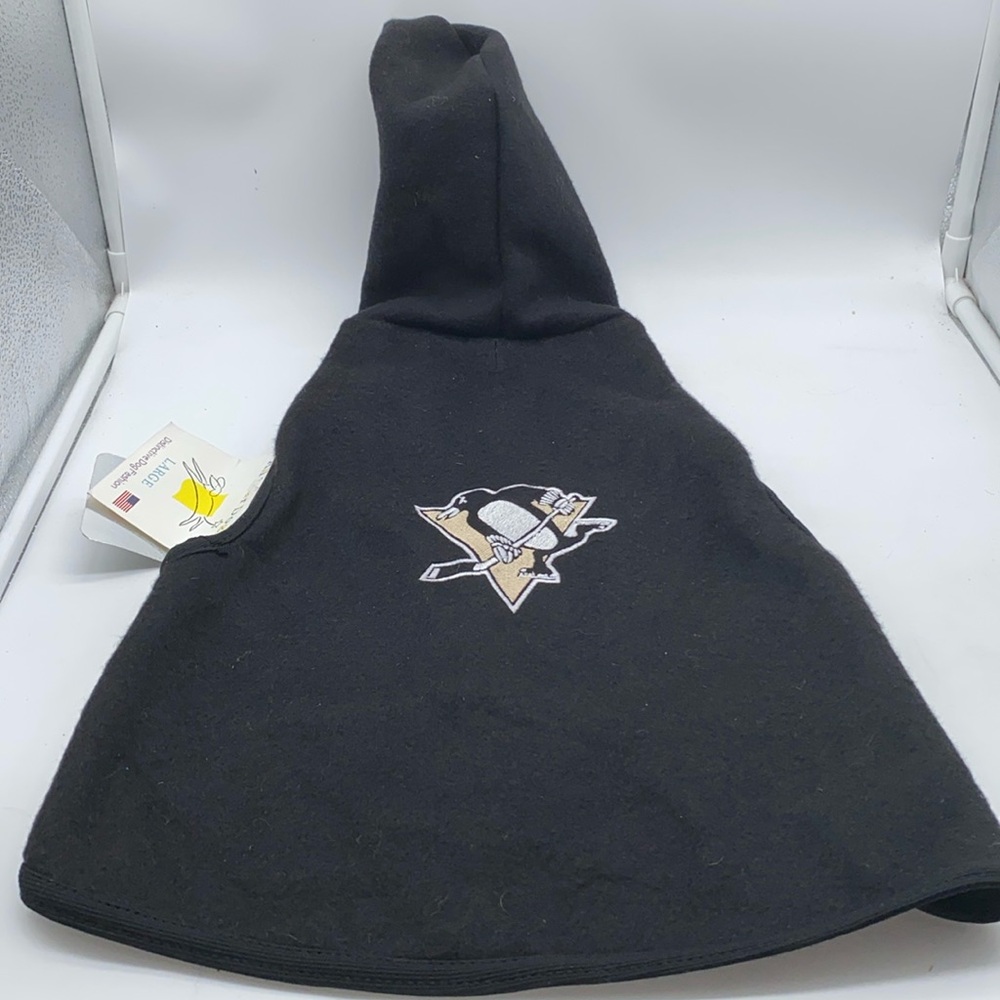 NHL Pittsburgh Penguins Hockey Team Dog Fleece Hoodie Sweater Size Large